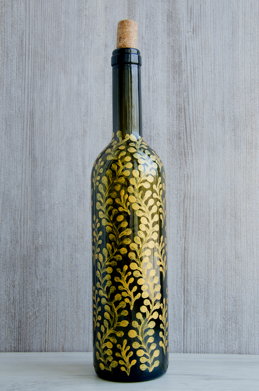 Wine bottle art painting